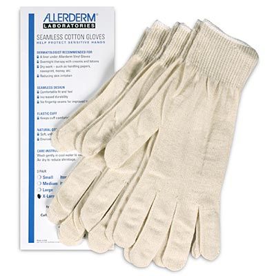 Allerderm Seamless Cotton Gloves for Dry Hands - 3 Pack