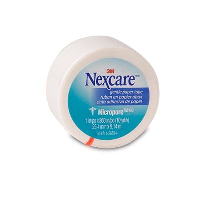 White 3M Nexcare Gentle Micropore Zipper Tape