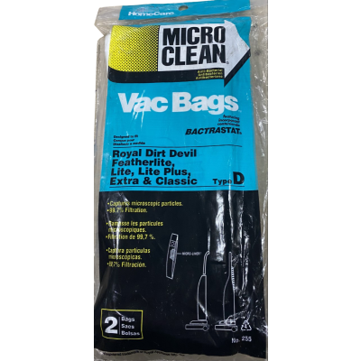 Royal Dirt Devil Type D Micro Clean Vacuum Bags 2-Pack